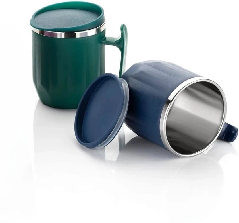 MAGICSPOON Stainless Steel Coffee with Lid (300 ml) (Pack of 2) (Navy Blue, Green) Stainless Flipkart sale