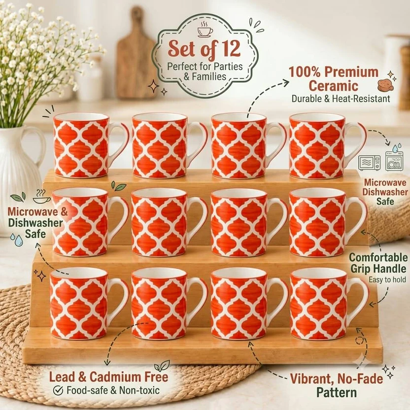 Chabi Terracotta Cup Set - 150ml Bone China, Opalware, Porcelain Coffee Mug Flipkart sale