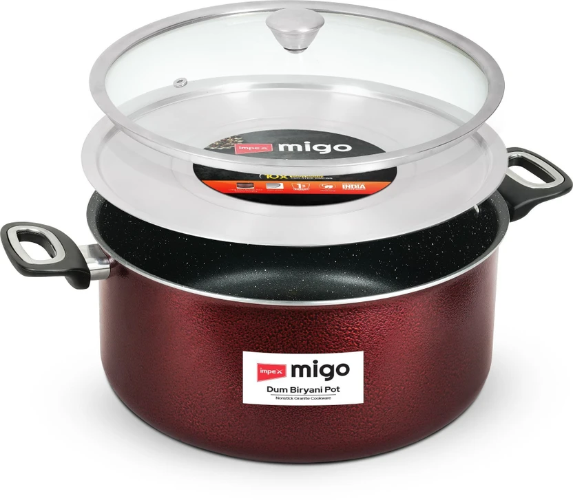 IMPEX Non Stick Induction Base Dum Biryani Pot 10L Capacity Sauce Pan 31 cm diameter with Li Flipkart sale