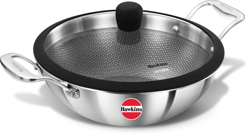 Hawkins Pro Kadhai, Shielded Nonstick Triply Deep-Fry Pan with Glass Lid (PSNK35G) Kadhai 26 Flipkart sale