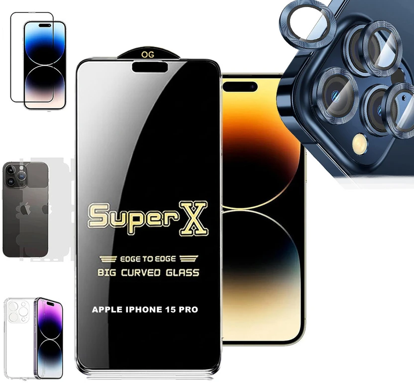 Zinger Cover Accessory Combo for APPLE IPHONE 15 PRO BACK COVER|AR+AF ROUND RING|SUPER X GLA Flipkart sale