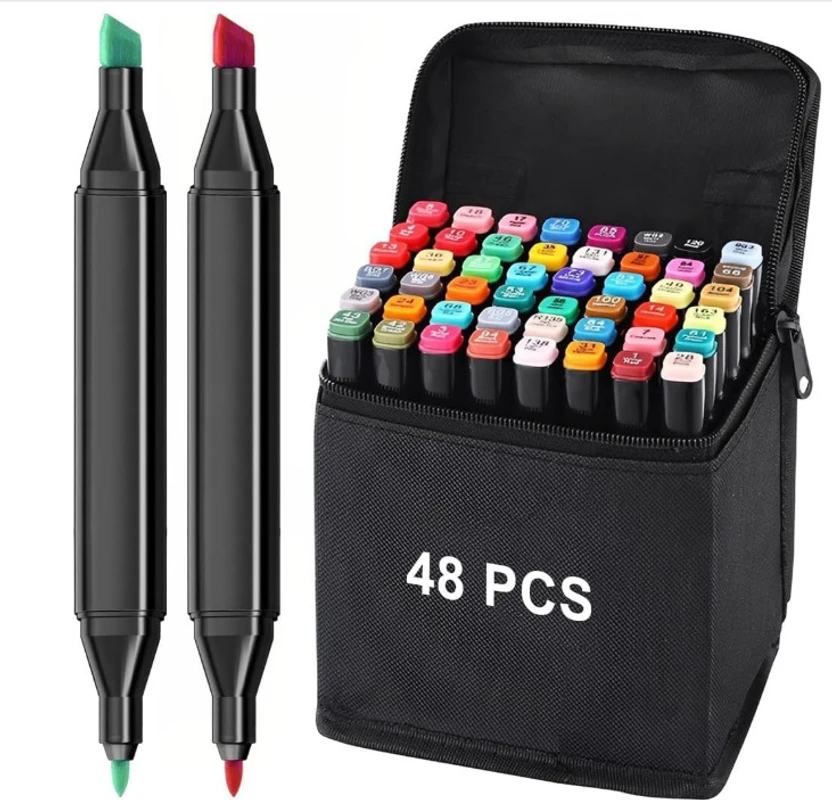 WHITEHUKA MARKER 48 color art marker pen set for drawing Double Tipped Alcohol Dual Marker N Flipkart sale