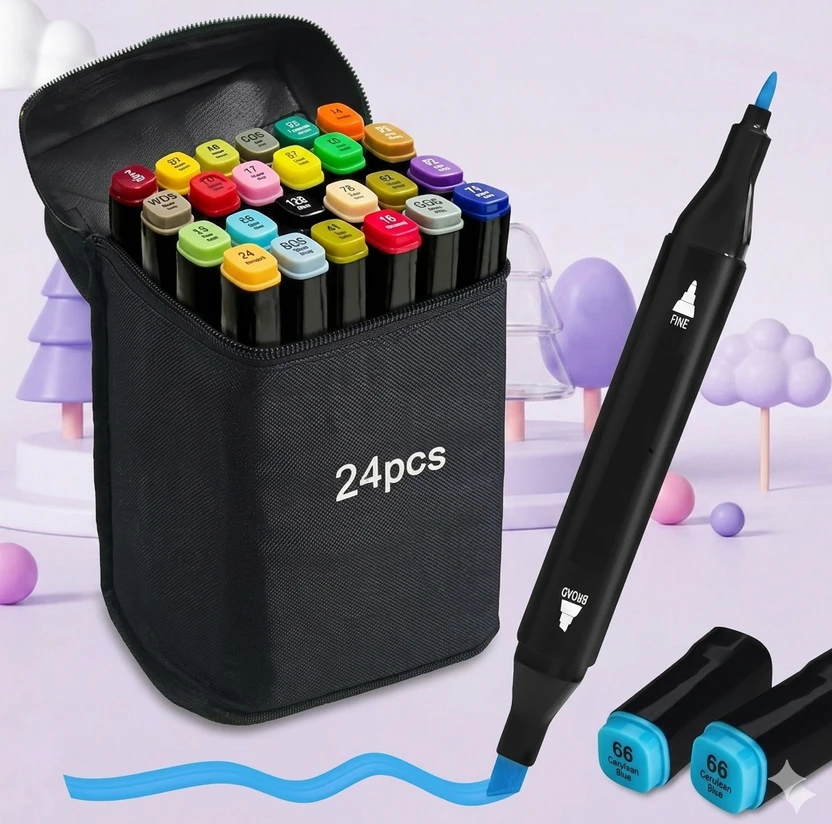3D METRO SUPER STORE Marker Pen 24 PCS Drawing set Nib Sketch Pens with Washable Ink Flipkart sale