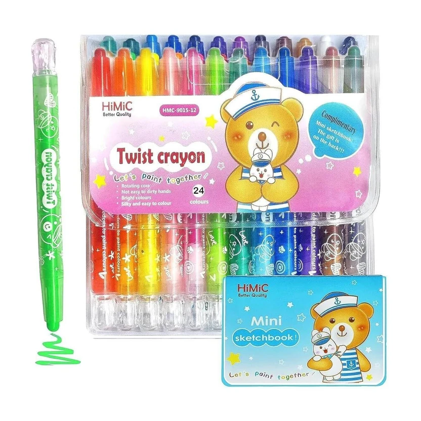 Jaravik Twist Crayons For Kids - 12 Pcs Crayon Set with mini sketchbook Flipkart sale