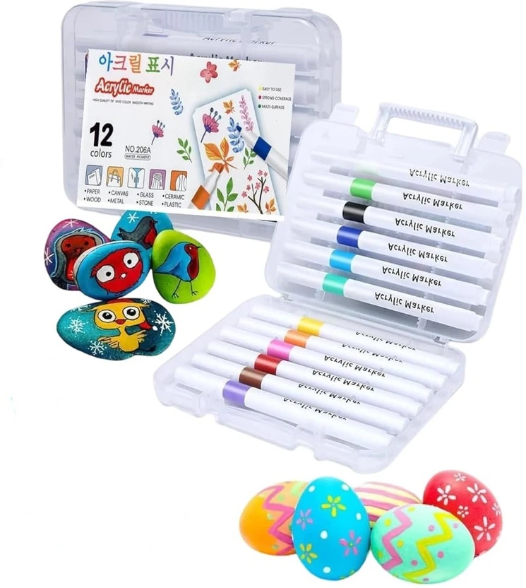 ASTIKAYA 12 pcs dual tip Acrylic Pens, Widely Used Waterproof Acrylic Paint Markers for Canv Flipkart sale