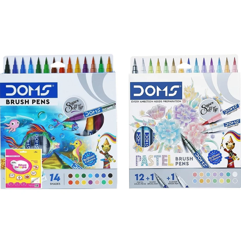 DOMS Brush Pen Set(Non-Toxic 14Shade+Super Soft Tip Pastel Shades) Brush Nib Sketch Pen Flipkart sale