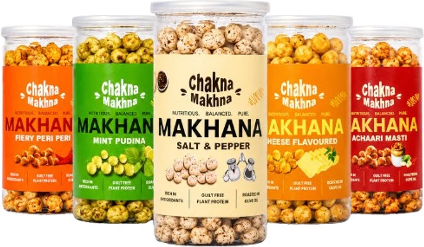CHAKNA MAKHNA Cheese, Peri-Peri, Achaari, Mint & Salt Pepper Roasted Makhana Roasted Makhana Flipkart sale