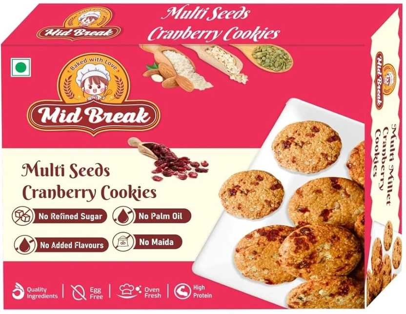 MidBreak Jaggery Millet Biscuits - Multi Seeds Cranberry Oats | Pack of 1 Cookies Flipkart sale