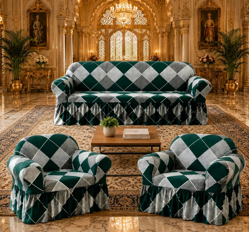 Jaidhub Polyester 3+1+1 Seater Sofa Geometric Cover Flipkart sale