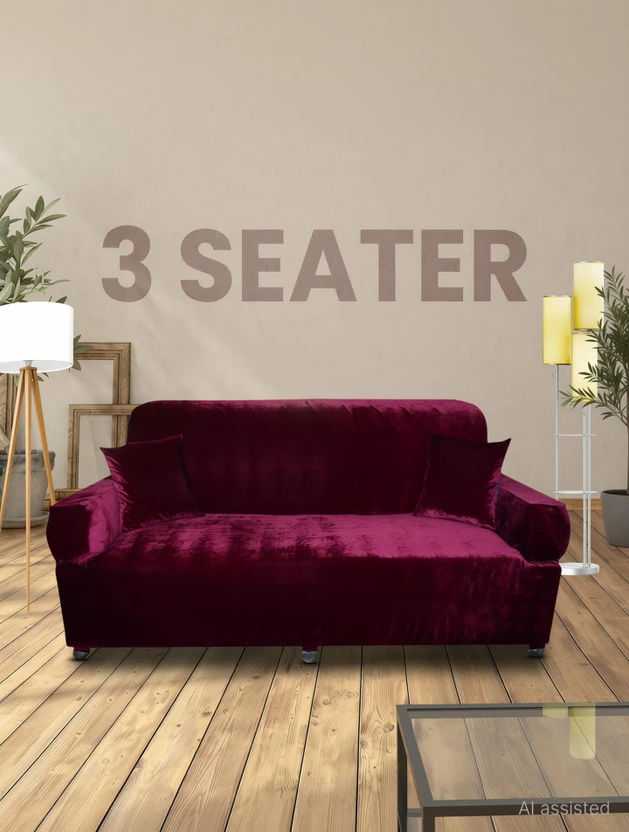 Leoaries Velvet, Silk 3 Seater Sofa Plain Cover Flipkart sale