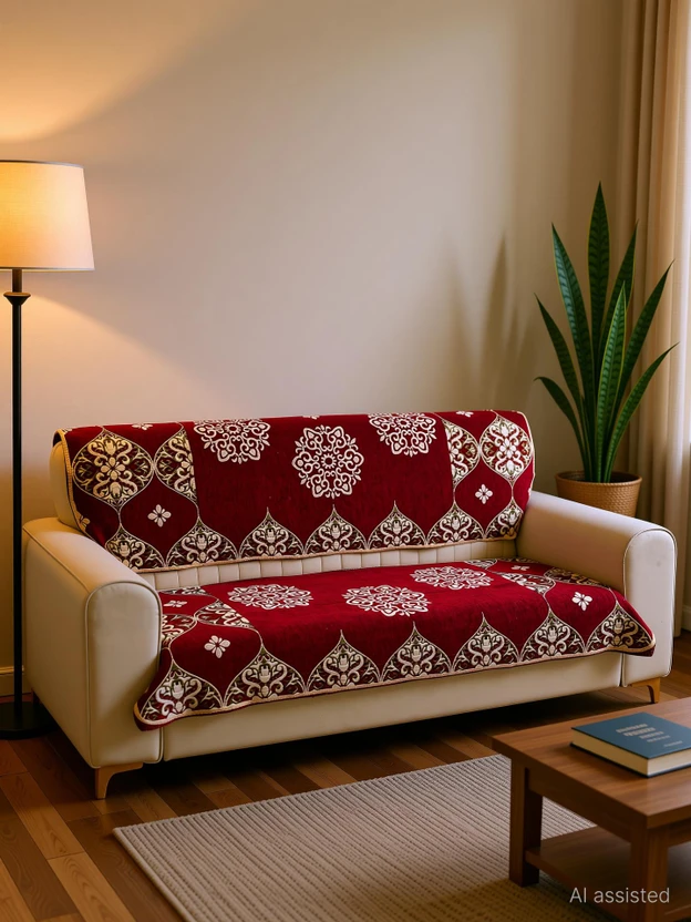 Tijane Jacquard 3 Seater Sofa Geometric Cover Flipkart sale