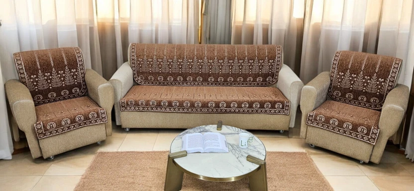 FABDORM Jacquard 3+1+1 Seater Sofa Damask Cover Flipkart sale