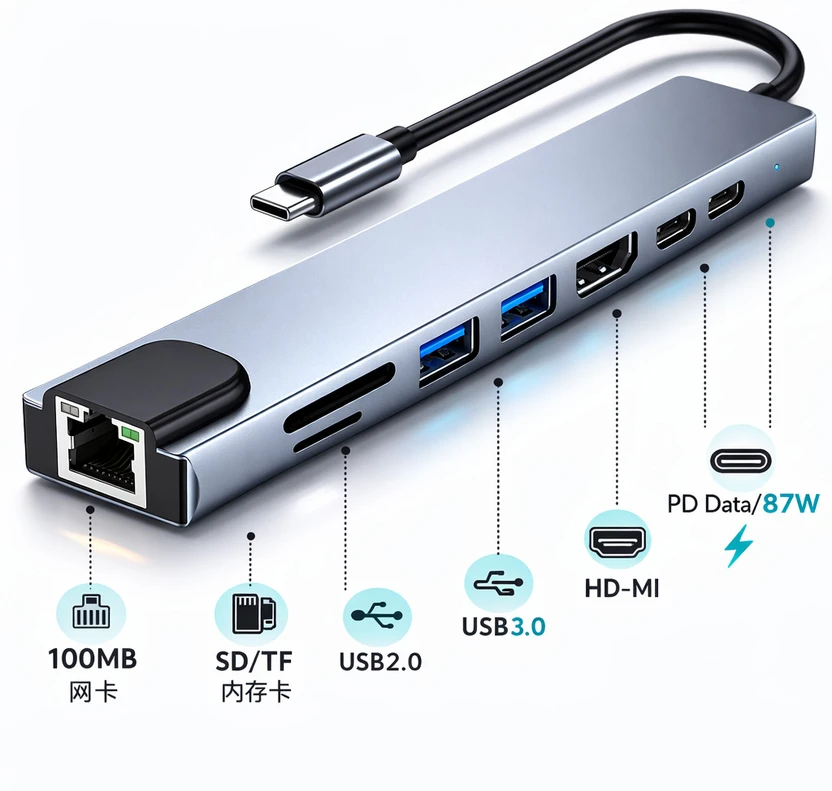 AiFit 1 X Sleek 8-in-1 USB-C Hub for Work & Play 8-in-1 USB-C Hub with 4K HDMI, 87W PD & Eth Flipkart sale