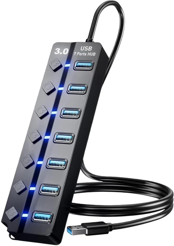VARNJIT USB 3.0 7-Port Hub USB 3.0 Hub 7 Port Powered Extender with Individual Switches & LE Flipkart sale