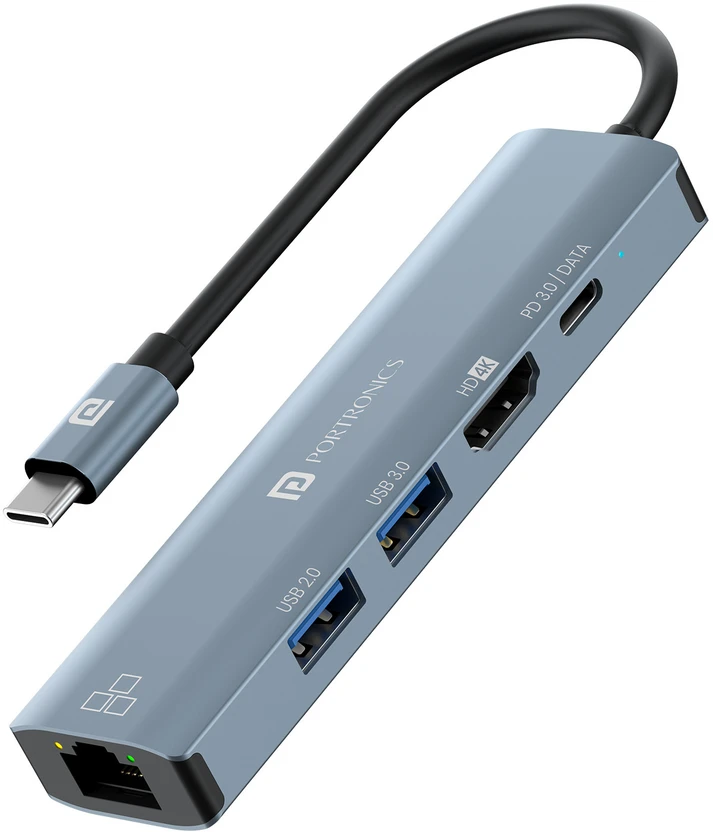 Portronics Mport 51 5-In-1 Type C, RJ 45 Port, 5GBPS Data Transfer, HDMI Port USB Hub Flipkart sale