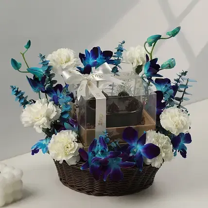 FNP Blue Orchid & Truffle Cake Hamper