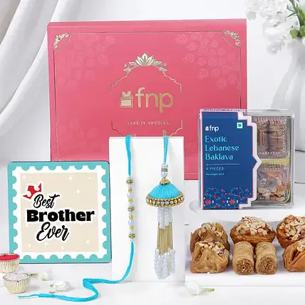 Festive Beads Rakhi and Baklava Treat FNP sale