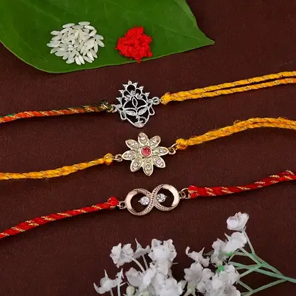 Durga Maa Floral and Infinity Charms Rakhi Combo FNP sale