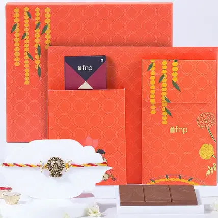 Divine Ganesha Rakhi Chocolate Hamper FNP sale