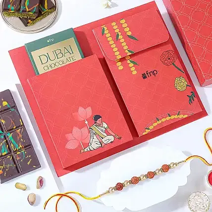 Blessings and Bites Meenakari Rakhi Hamper FNP sale
