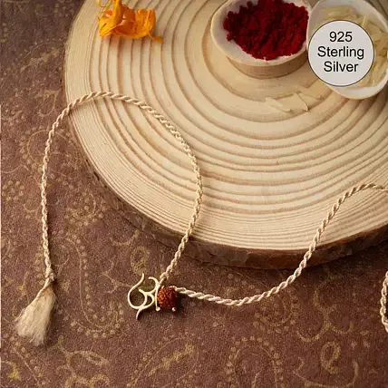 925 Sterling Silver Rudraksh Om Rakhi FNP sale