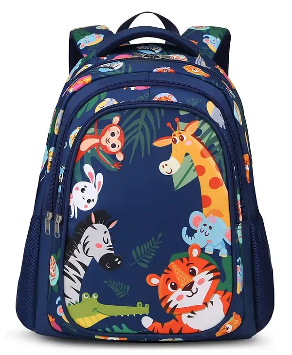 Frantic 16 Inch Blue Animals Kids Bag