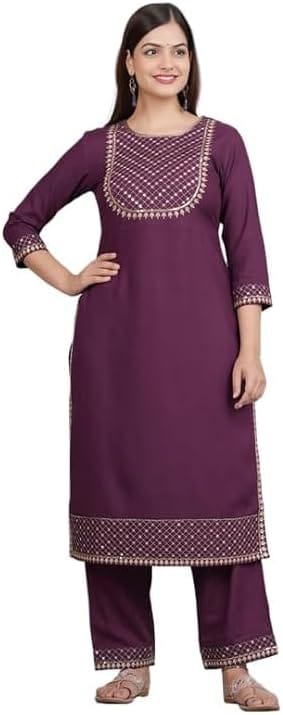 Global Desi Embroidered Boho Kurta Palazzo Set
