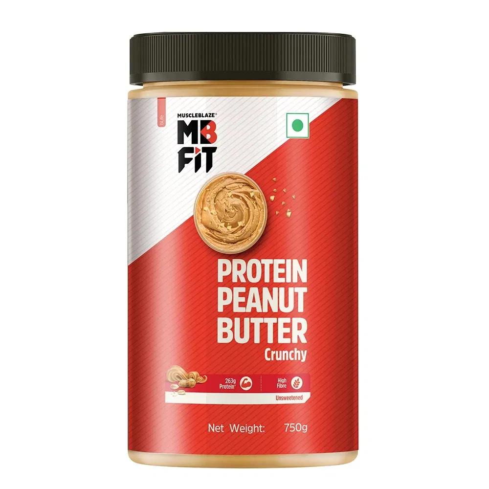 MuscleBlaze High Protein Peanut Butter, 750 g Unsweetened HealthKart sale