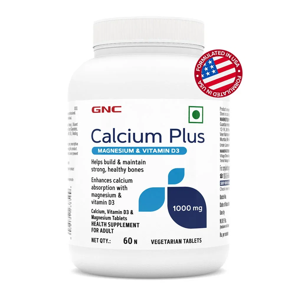 GNC Calcium Plus with Magnesium and Vitamin D3 1000 mg, 60 Tablets HealthKart sale