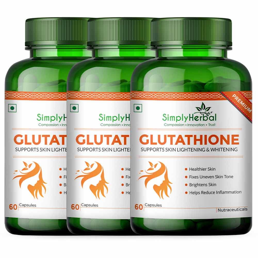 Simply Herbal Glutathione, Unflavoured (Pack of 3) 60 capsules HealthKart sale