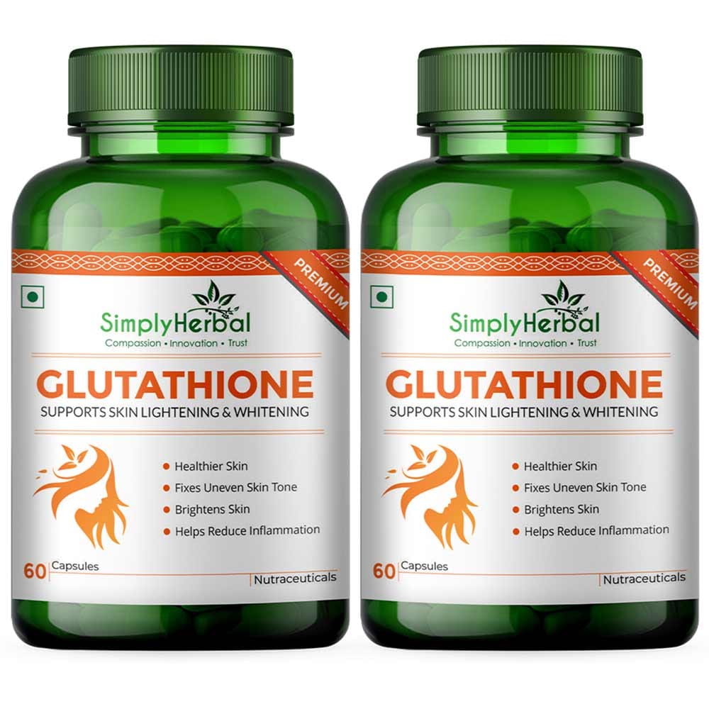Simply Herbal Glutathione, Unflavoured (Pack of 2) 60 capsules HealthKart sale