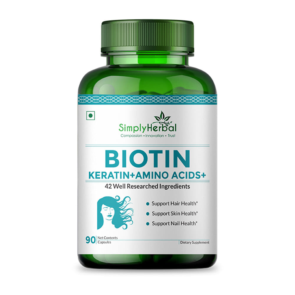 Simply Herbal Biotin, 90 capsules Unflavoured HealthKart sale