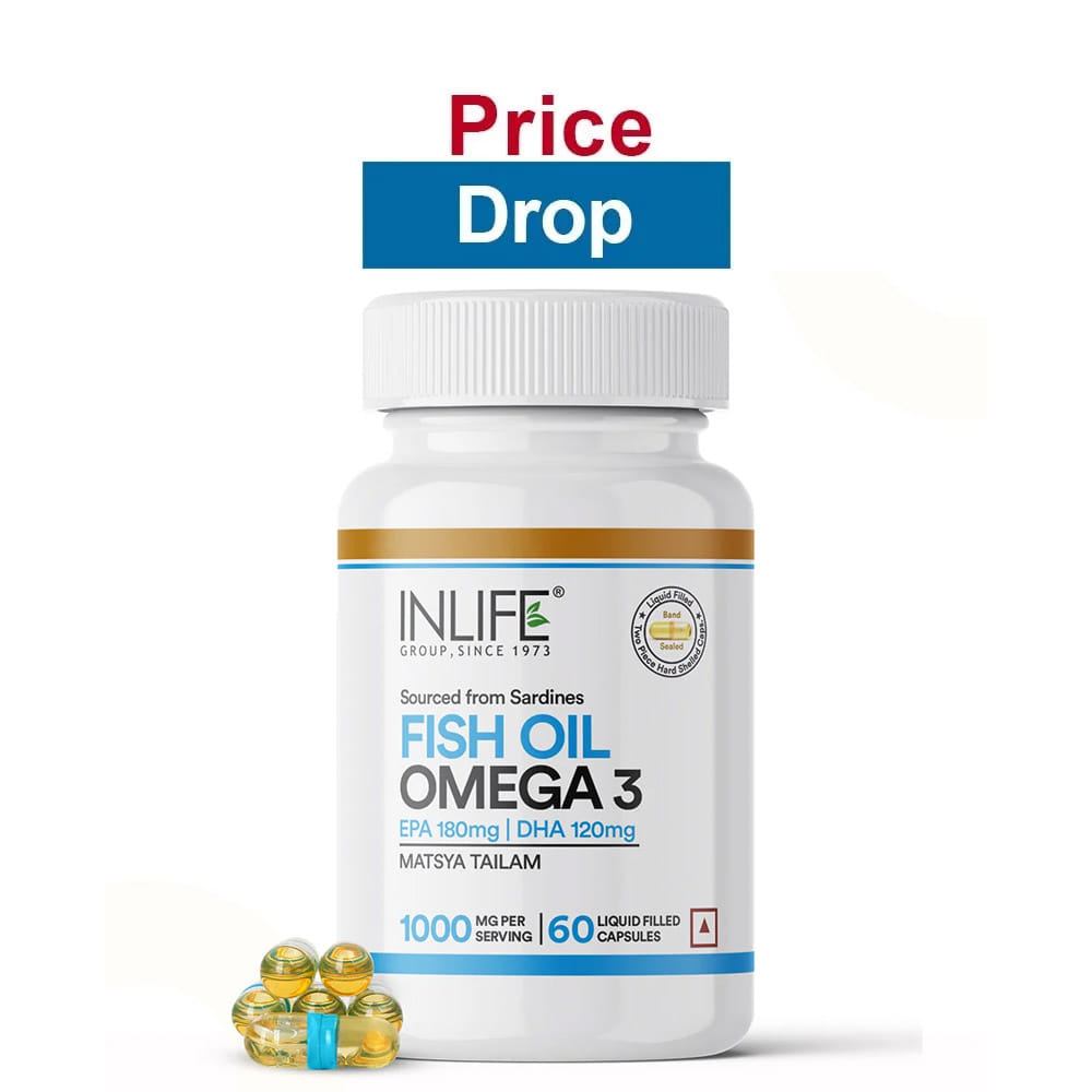 INLIFE Fish Oil Omega 3 (1000 mg), 60 capsules HealthKart sale