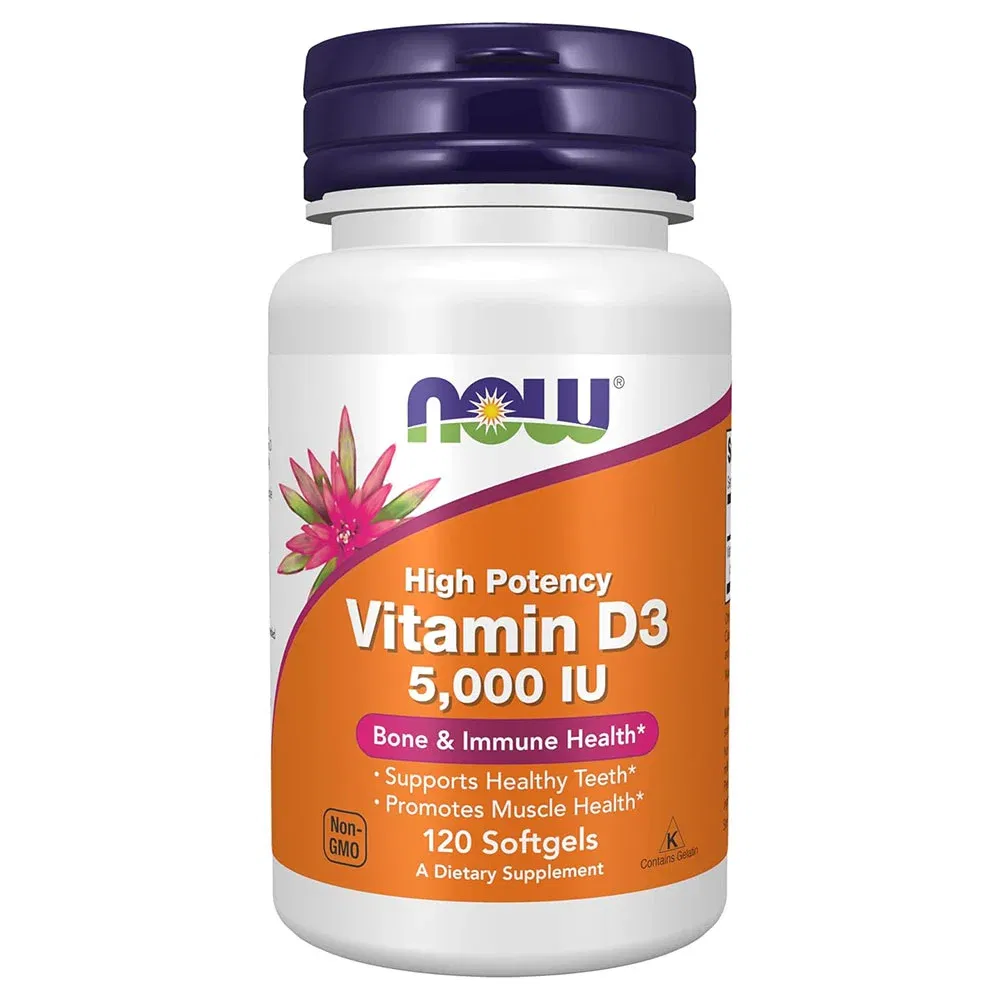 Now Vitamin D3 (5000 IU), 120 softgels Unflavoured HealthKart sale