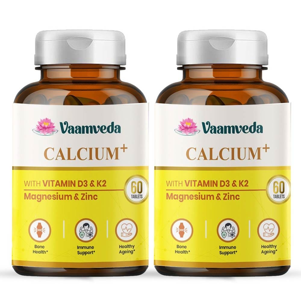 Vaamveda Calcium+ with Vitamin D3 & K2, 60 tablets (Pack of 2) HealthKart sale