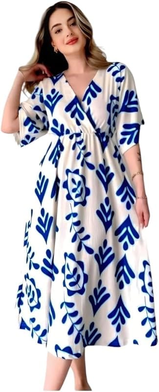 HERE&NOW Women's Floral Wrap Midi Dress