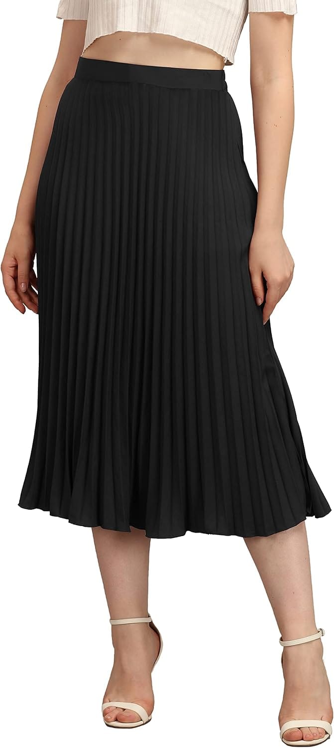 HERE&NOW Curve Pleated Midi Skirt