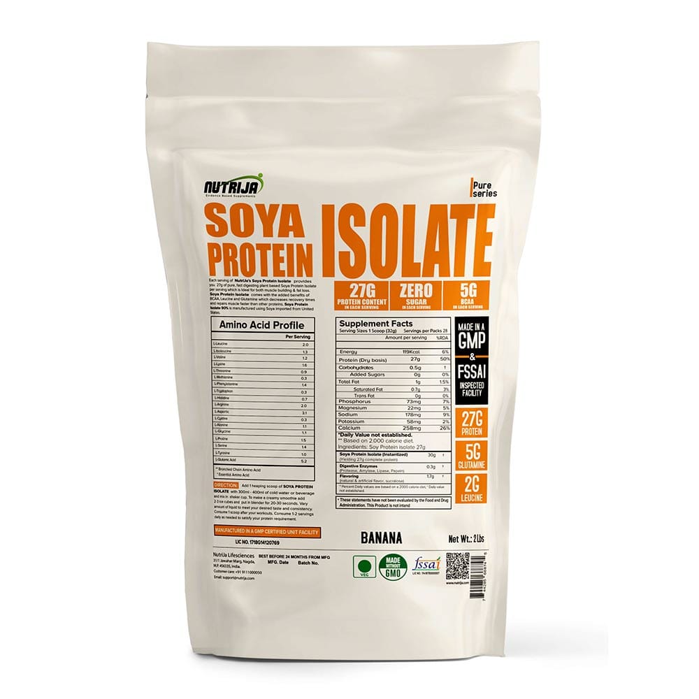 NutriJa Soya Protein Isolate 90%, 2 lb Banana HealthKart sale
