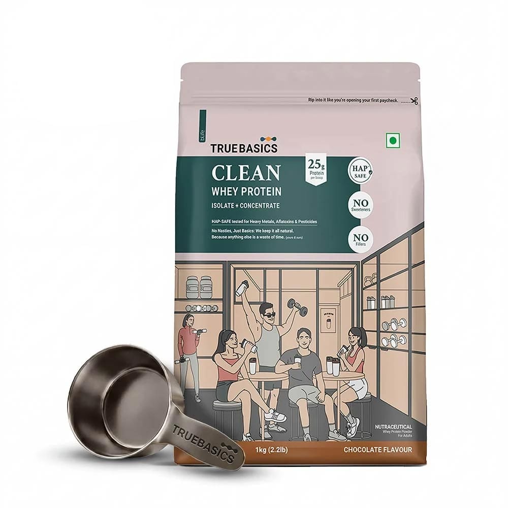 TrueBasics Clean Whey Protein (Isolate + Concentrate), 2.2 lb Chocolate HealthKart sale