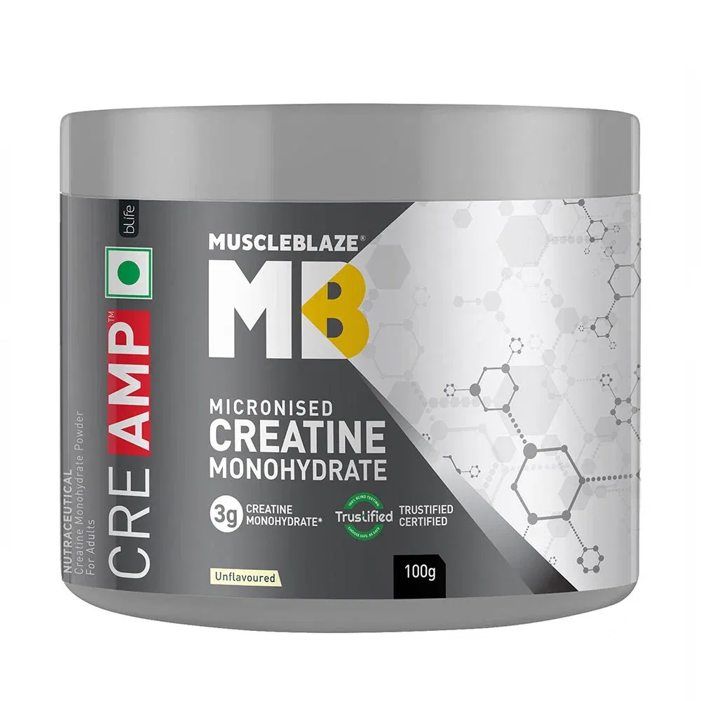 MuscleBlaze Creatine Monohydrate CreAMP, Unflavoured 0.22 lb HealthKart sale