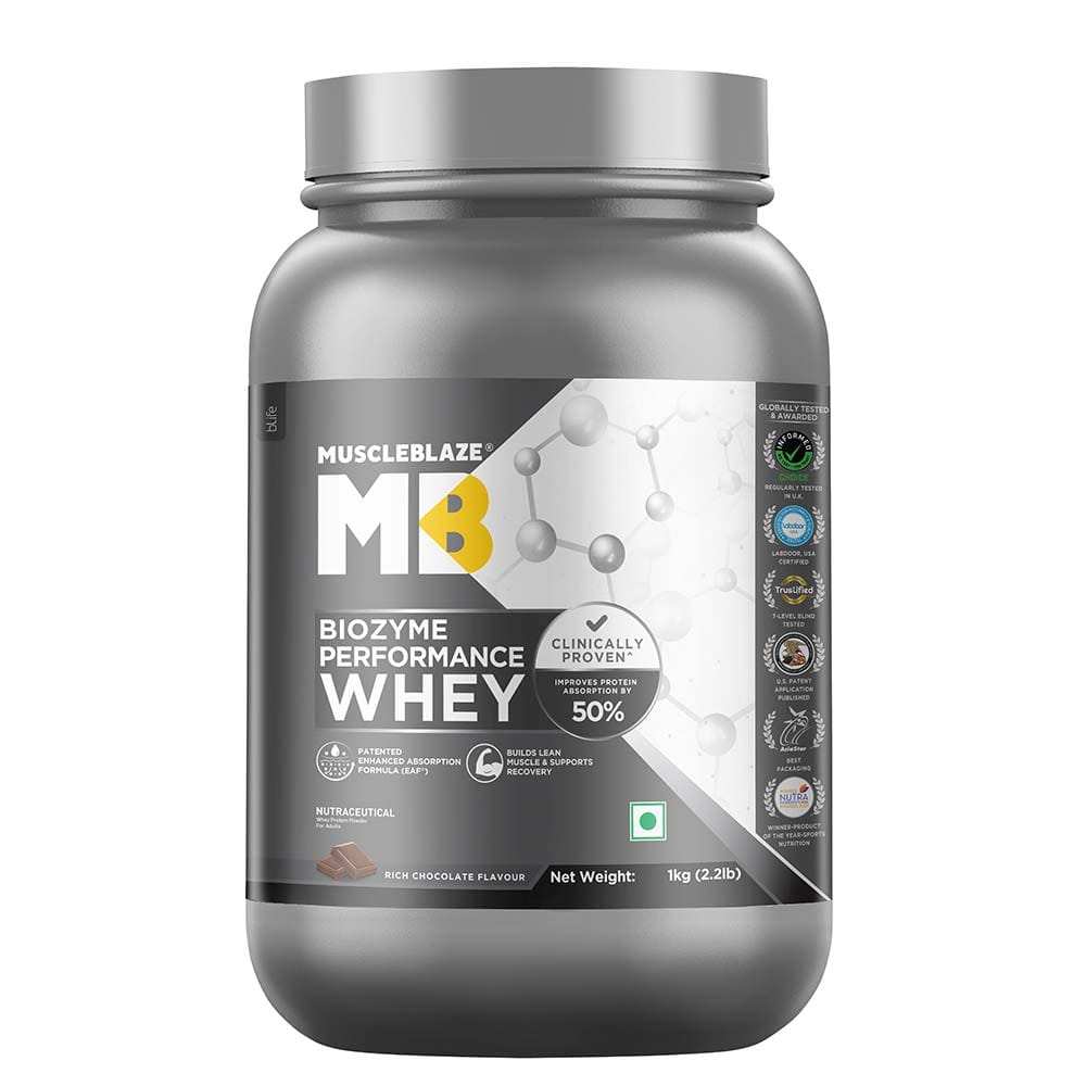 MuscleBlaze Biozyme Performance Whey, 2.2 lb Rich Chocolate HealthKart sale