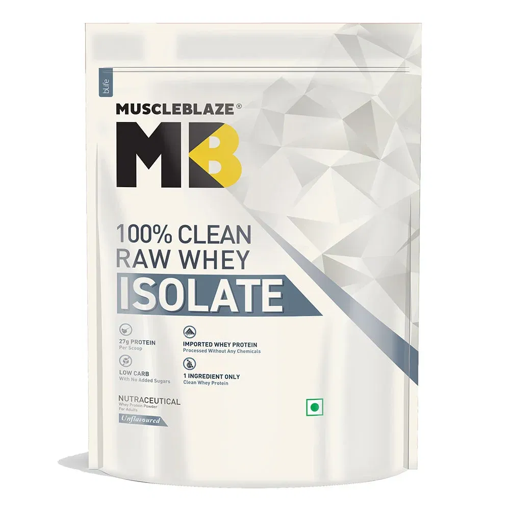 MuscleBlaze Raw Whey Isolate, 2.2 lb 100% Clean Whey Unflavoured HealthKart sale