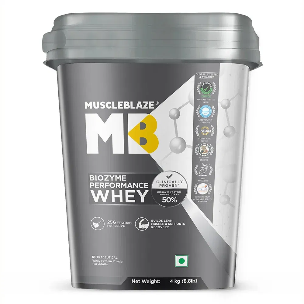 MuscleBlaze Biozyme Performance Whey, 8.8 lb Rich Chocolate HealthKart sale