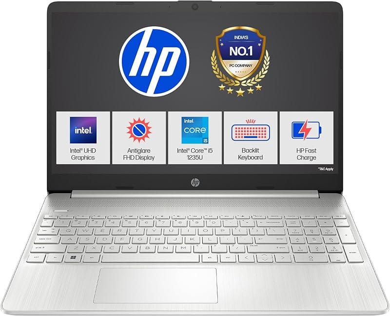 HP 15s Intel Core i5 12th Gen laptop natural silver