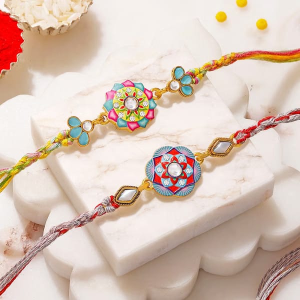 IGP Multicolour Meenakari Rakhi Set of 2 IGP sale