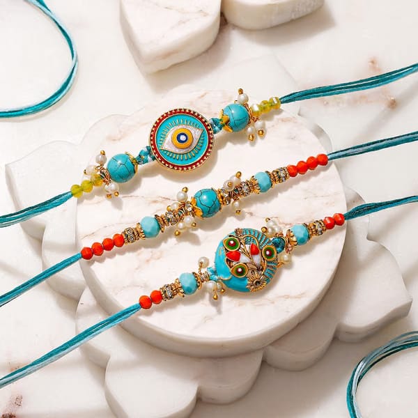 IGP Handcrafted Evil Eye Designer Rakhi Set of 3 IGP sale