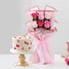IGP Floral Bliss Cake with Roses Bouquet