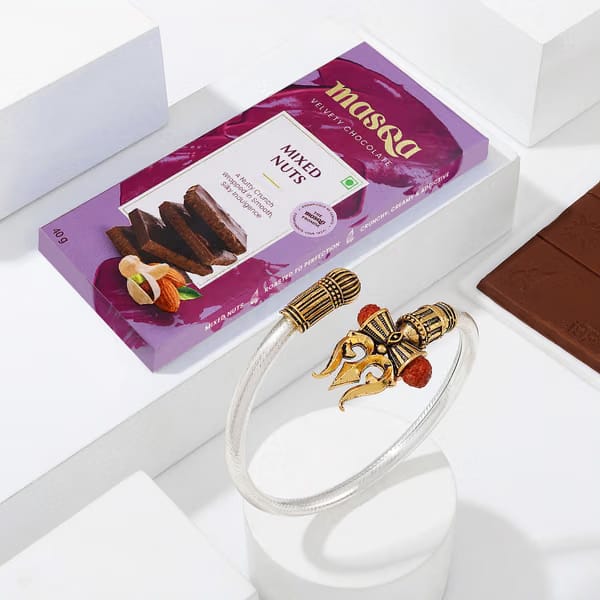 Rudraksha Trishul Bracelet Rakhi Gift Combo IGP sale