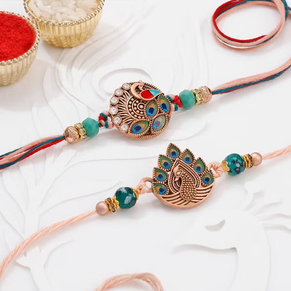 Peacock Meena Rakhi (Set of 2) IGP sale