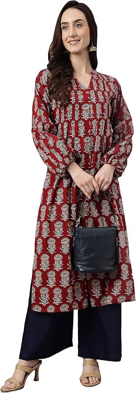 Janasya Women Cotton Straight Kurta